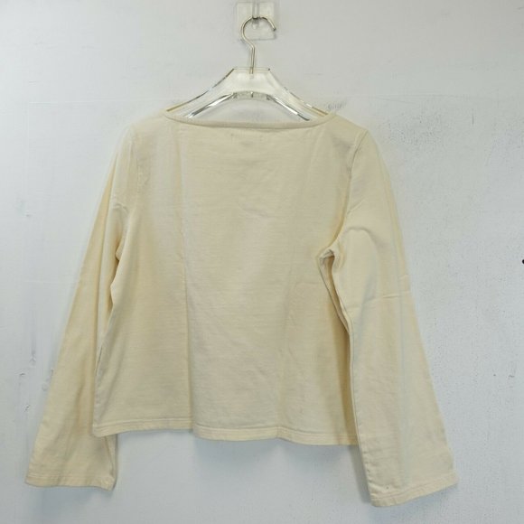 MADEWELL Women 100% Cotton Ivory White Queens Blouse SMALL Long Sleeves Stretch - Picture 9 of 11